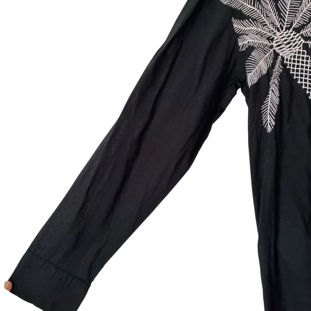 Badgley Mischka NWTs Black Embroidered Palm Tree Swim Coverup size XS - Image 4