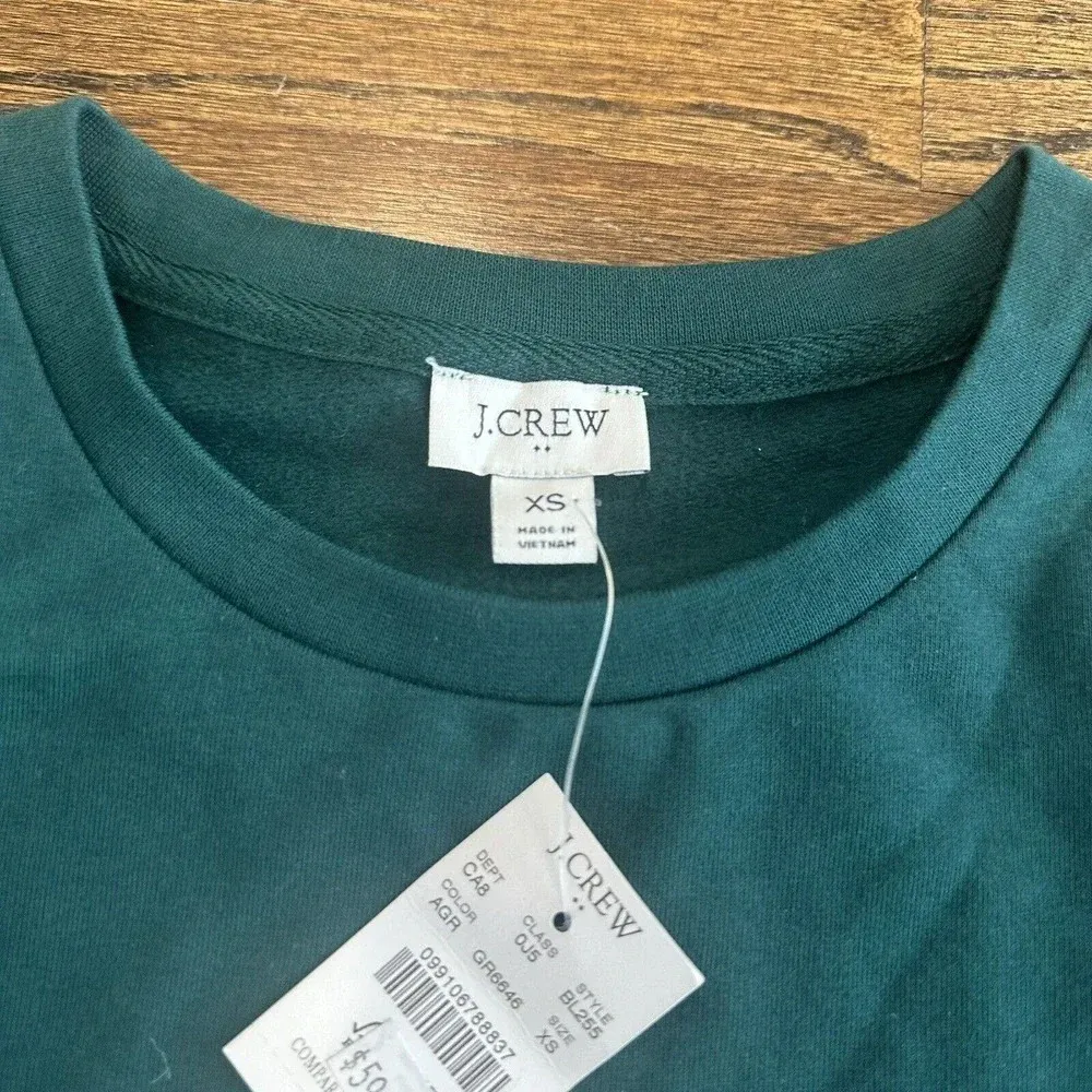 J Crew Women’s Floral Ruffle Sleeve Green Sweatshirt Size XS M0475 - Image 7