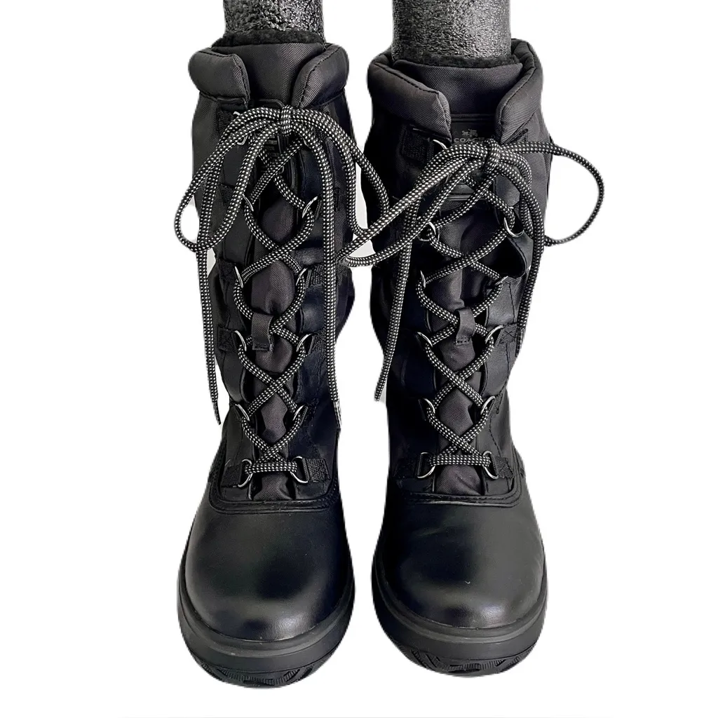 Coach Black Nylon and Leather ‘Sage’ Fleece-Lined Lace Up Winter Boots, Size 7.5 - Image 2