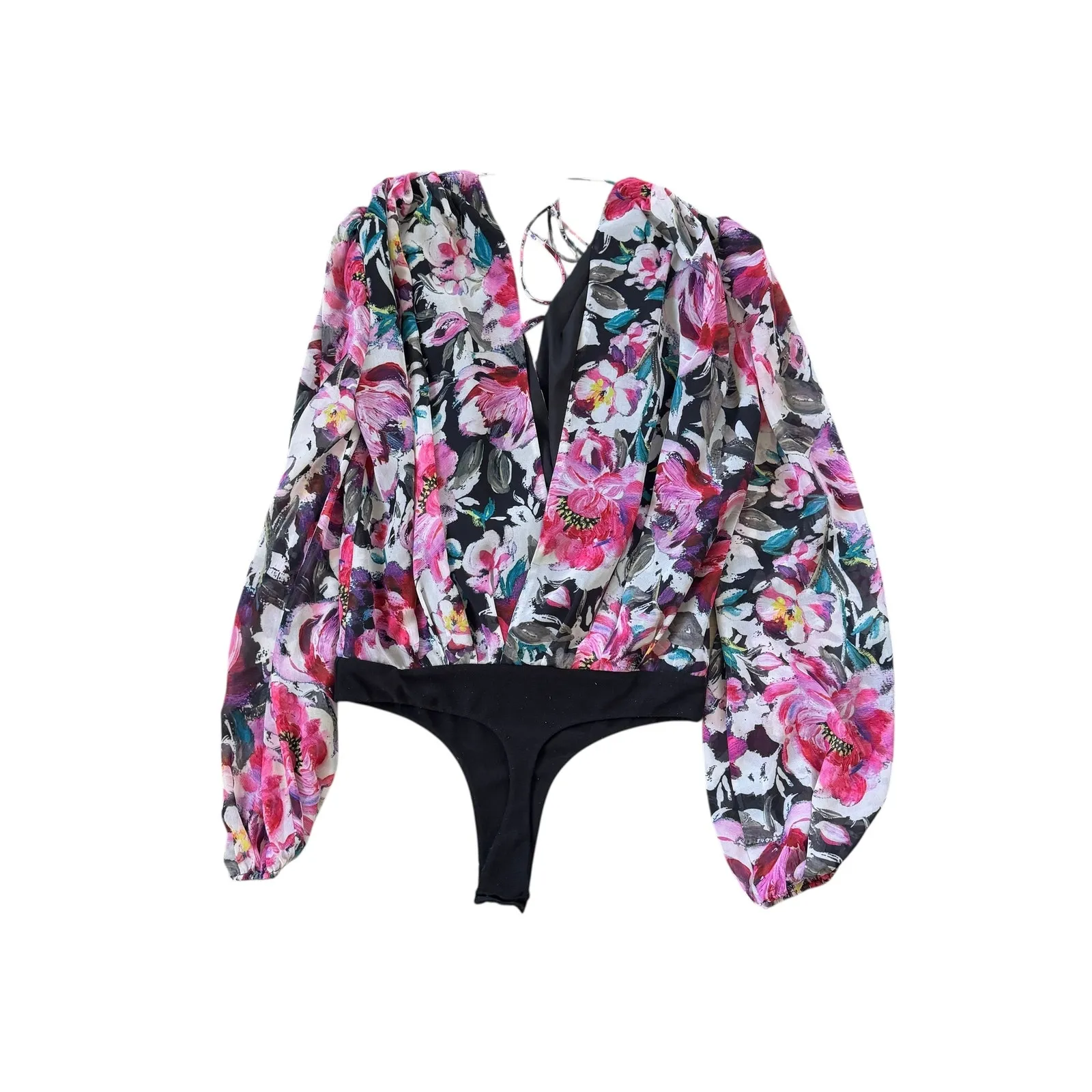 Ronny Kobo Mika Floral Crepe Bodysuit Pink - Image 4