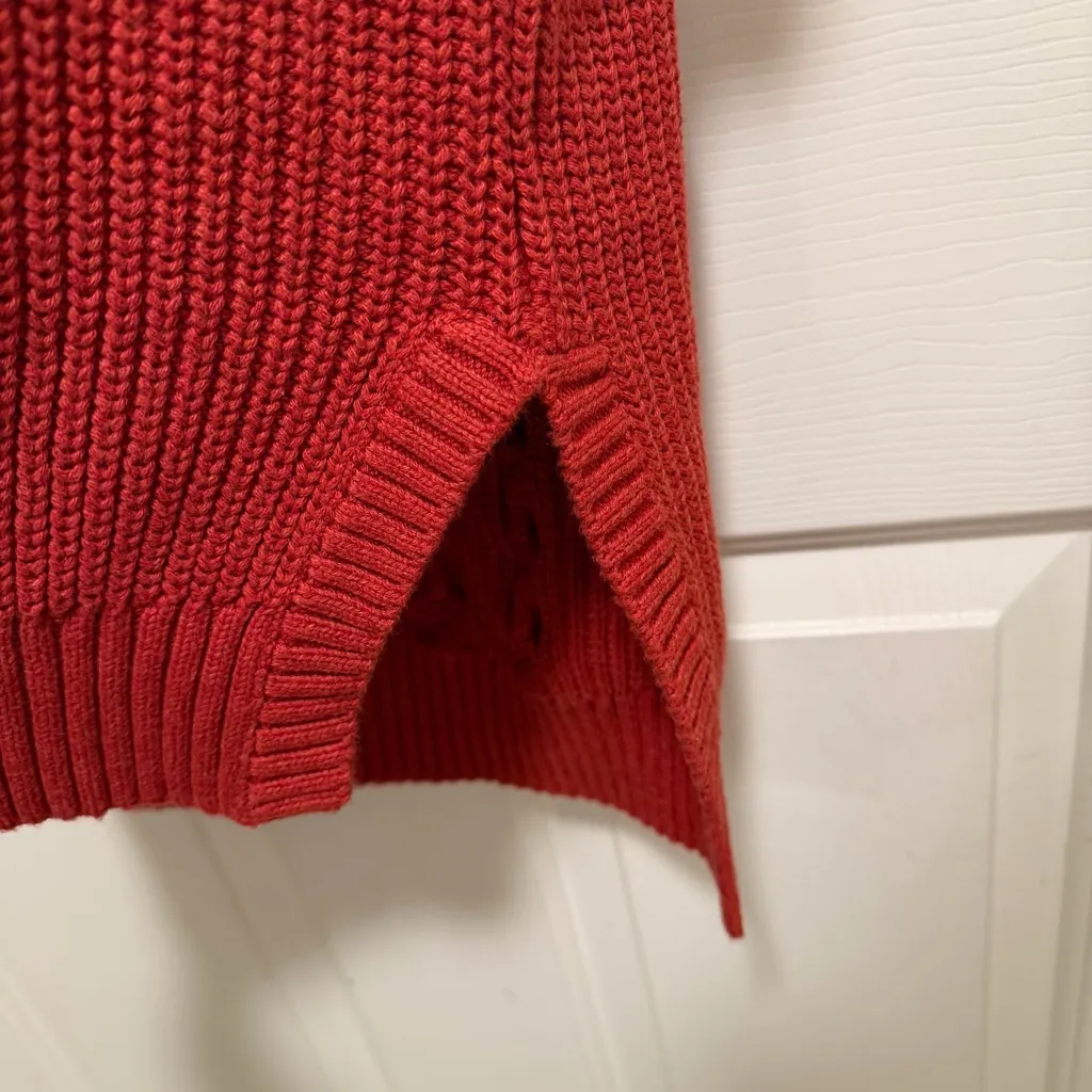 Pact Women's Cable Knit Poncho Orange Size Medium/ Large - Image 6