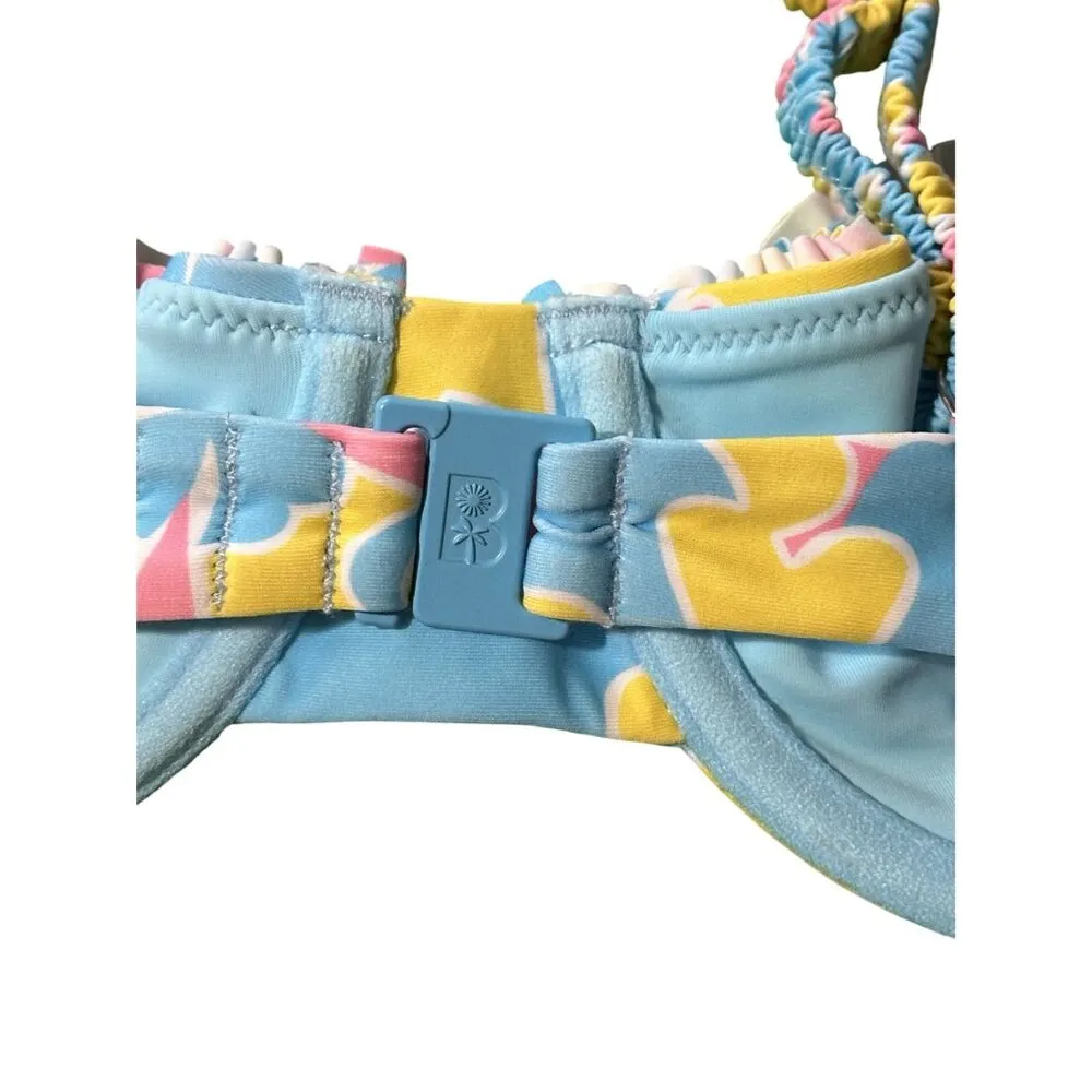 Blackbough Pina Colada Set Amelia Frilled Top Floral Colorful Print Beach Size 4 - Image 3