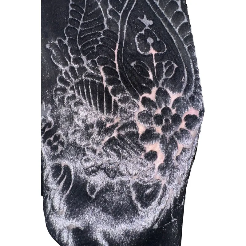 Dressy Velvet Top‎ FINITY Naturals Button Up Shirt with damask pattern Women's L Black Size L - Image 6