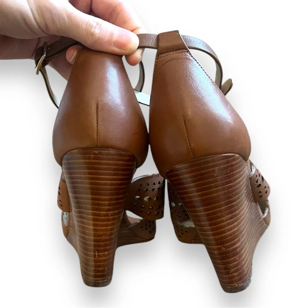 Tory Burch Nutria Perforated Gladiator Ankle Wrap Wedge Sandal - Image 6