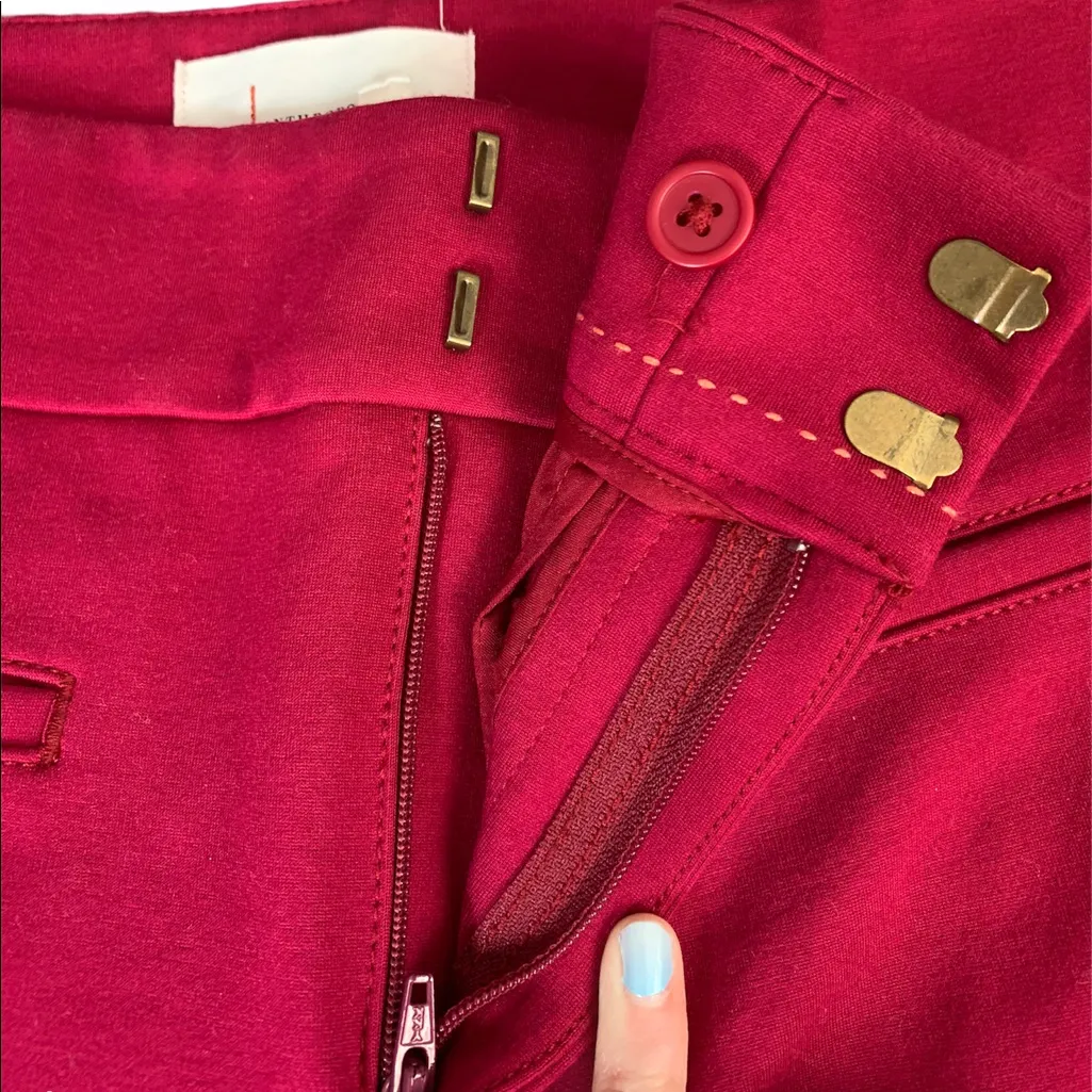 By Anthropologie Ankle Length Split Hem Seamed Skinny Trouser Size 2 Pink - Image 7