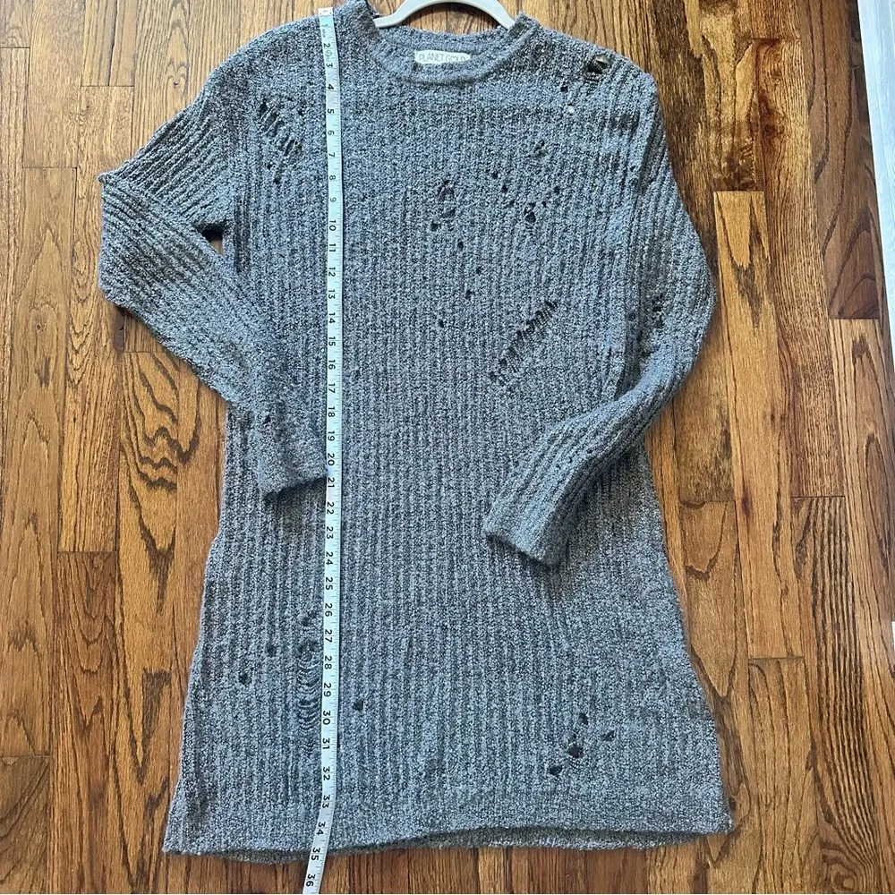 Women’s Planet Gold Ripped Pullover Sweater Large Grey L - Image 6
