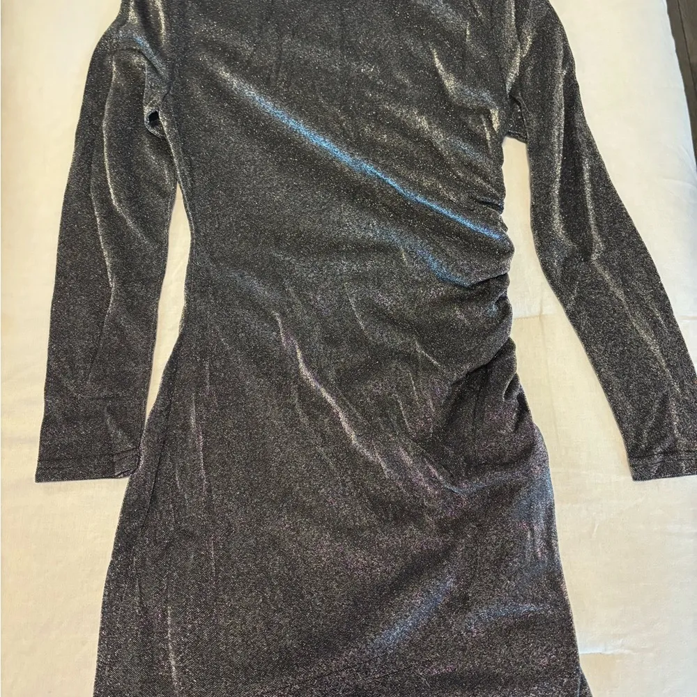 Silver Asymmetrical Bodycon Mini Dress - Image 3