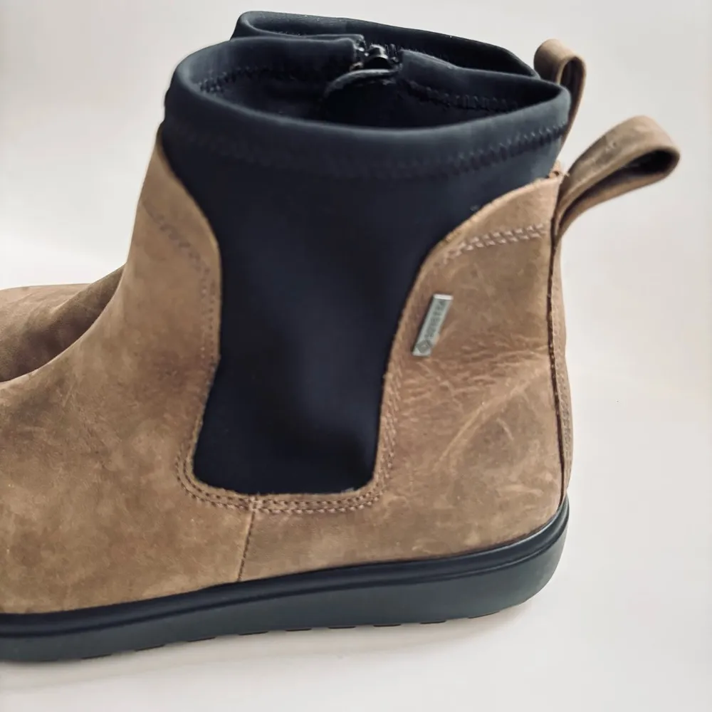 ECCO Soft 7 Tred Chelsea Ankle Birch Brown Black Leather Suede Boots Size 6/6.5 - Image 3