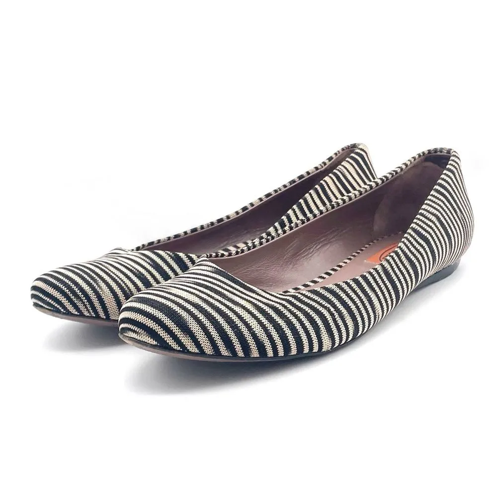 Missoni Ballet Flats Striped Fabric Black Tan Ballerina Flat Size 38.5 | US 8.5 - Image 6