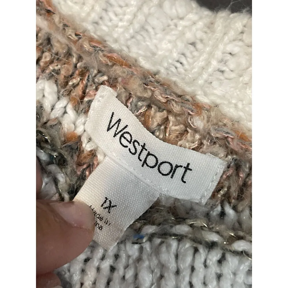 Westport Striped Knit Cardigan Sweater Cozy Earth Tones Open Front size‎ 1X - Image 3