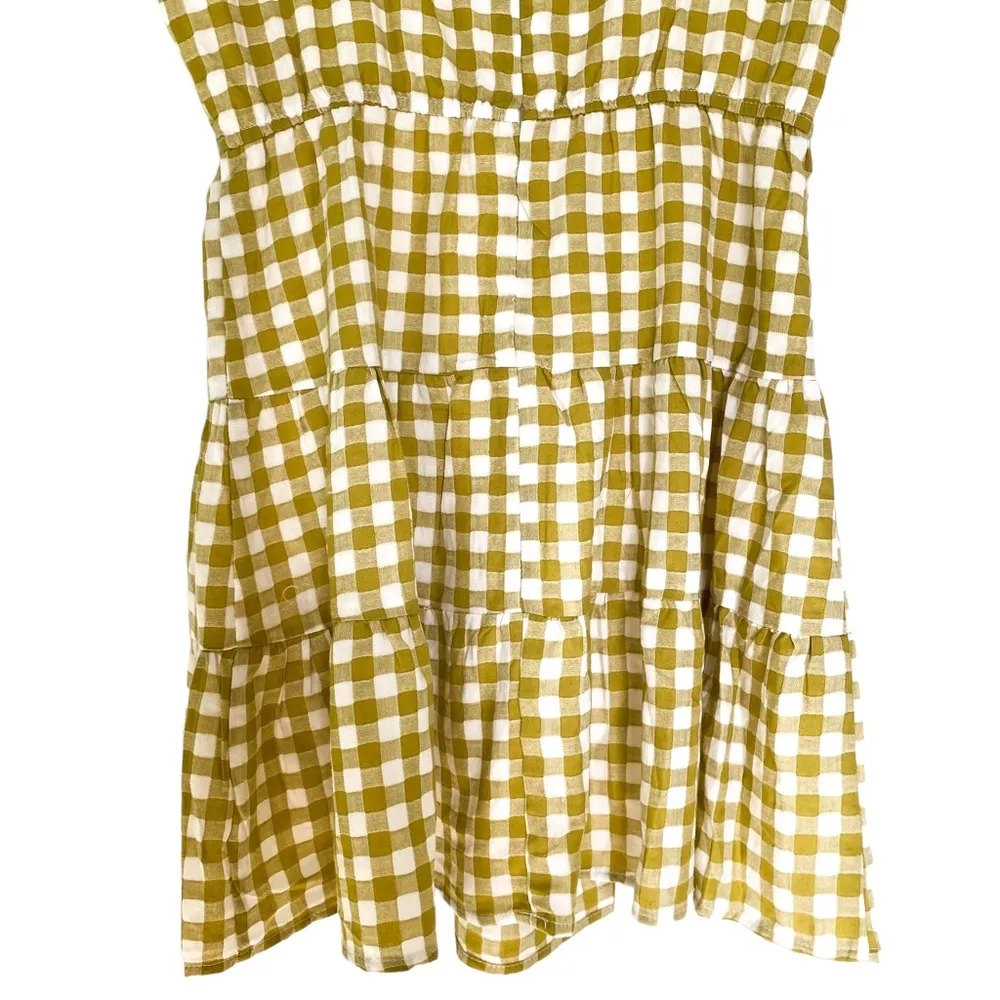 Emory Park Green Gingham Mini Tiered Cottage Short Sleeve Dress Size Medium - Image 13