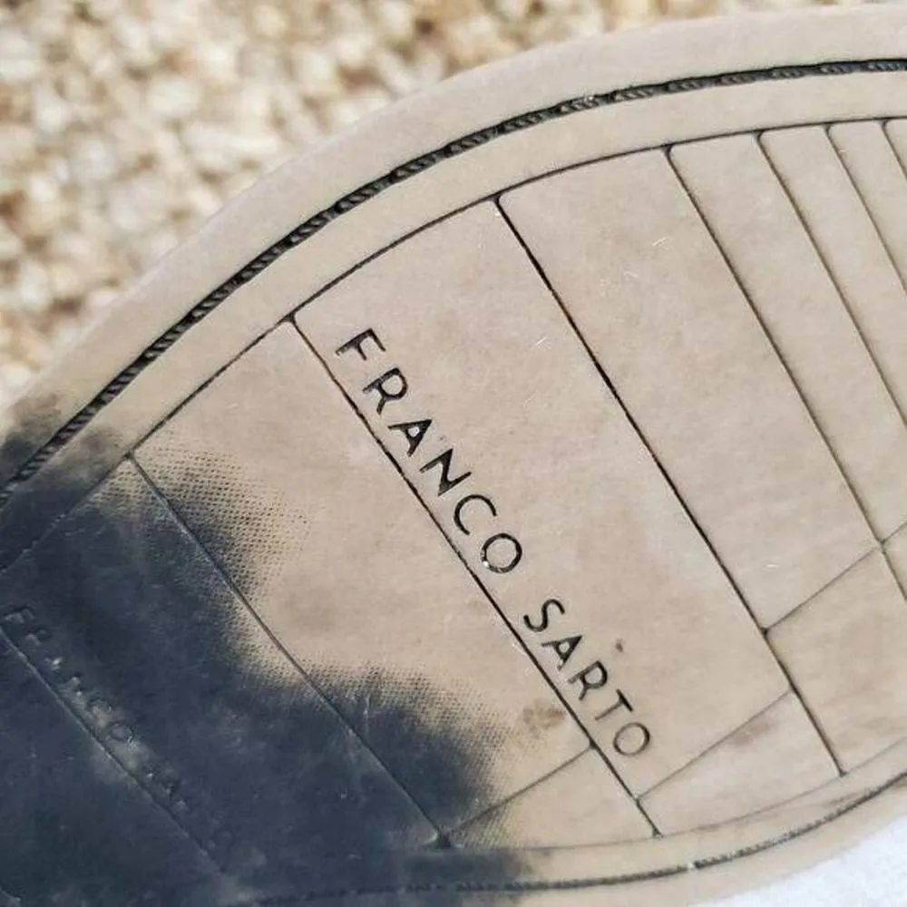 Franco Sarto Womens Booties Size 6 Beige Suede Studded Side Zip Almond Toe - Image 9