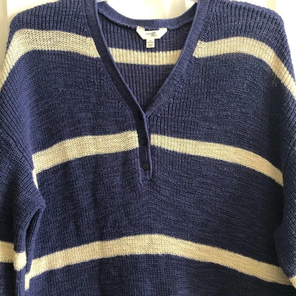 Women’s Plus Size Stripe Henley Tunic Sweater Size 1X - Image 6