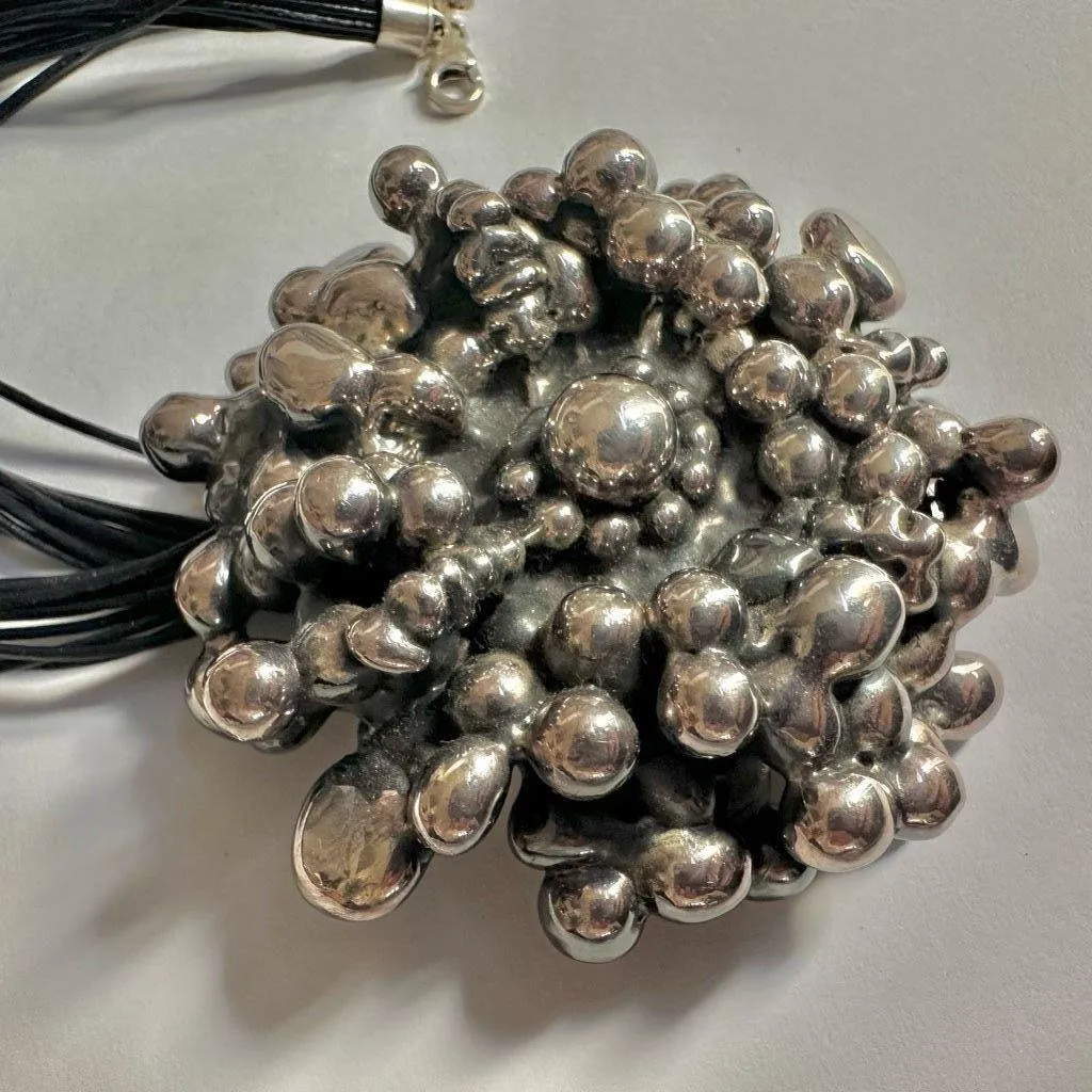 Israeli Sterling silver Electroform Bubble Pendant Necklace - Image 4