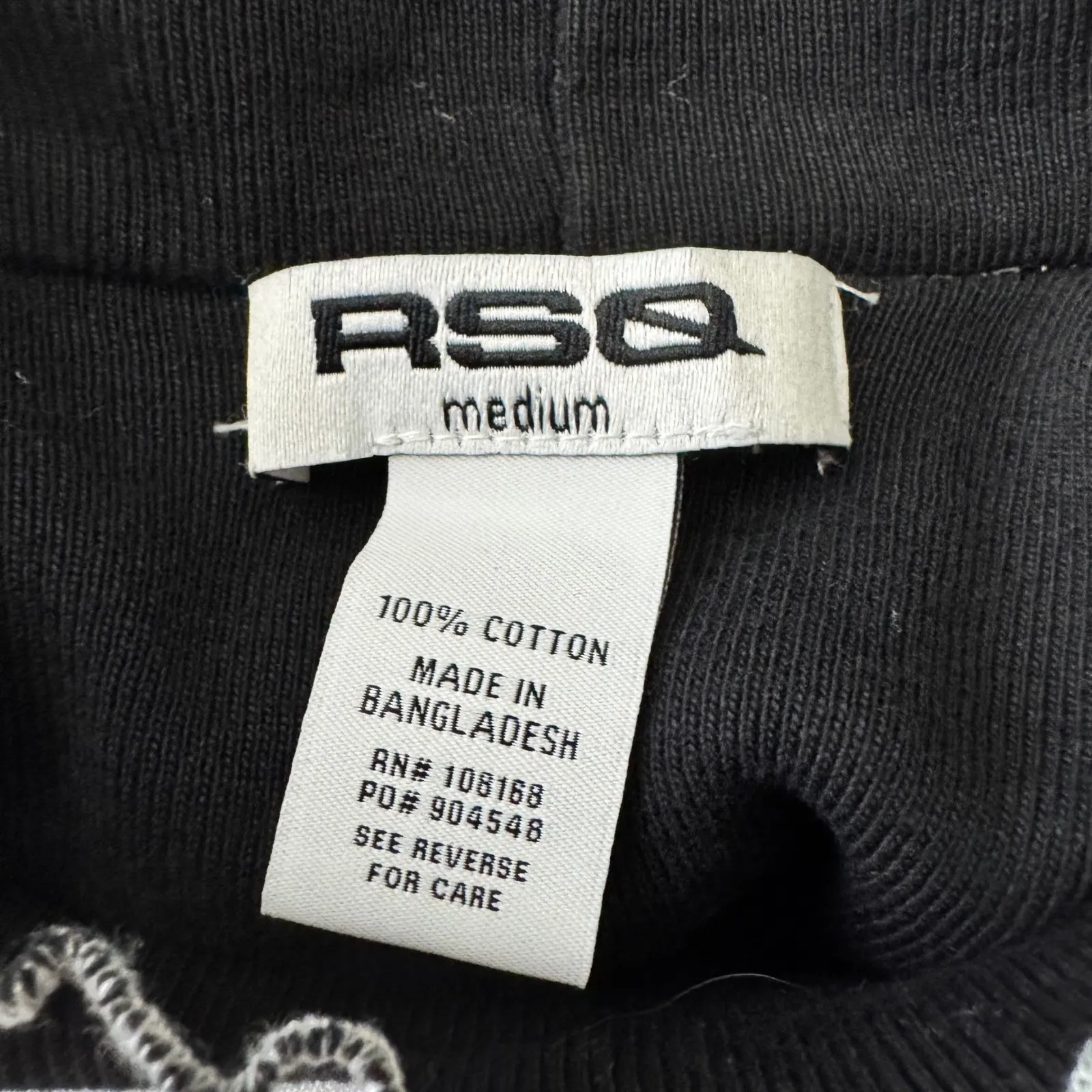 RSQ Black Ribbed Mock Neck Lettuce Hem Crop Top T-Shirt Women's Medium - Image 6