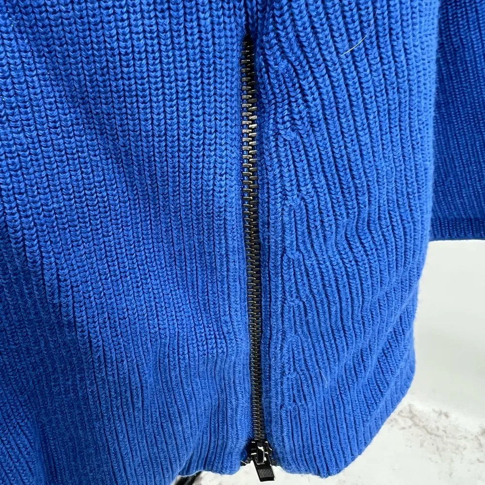 Talbots M royal blue cotton blend open front cardigan casual business office - Image 7