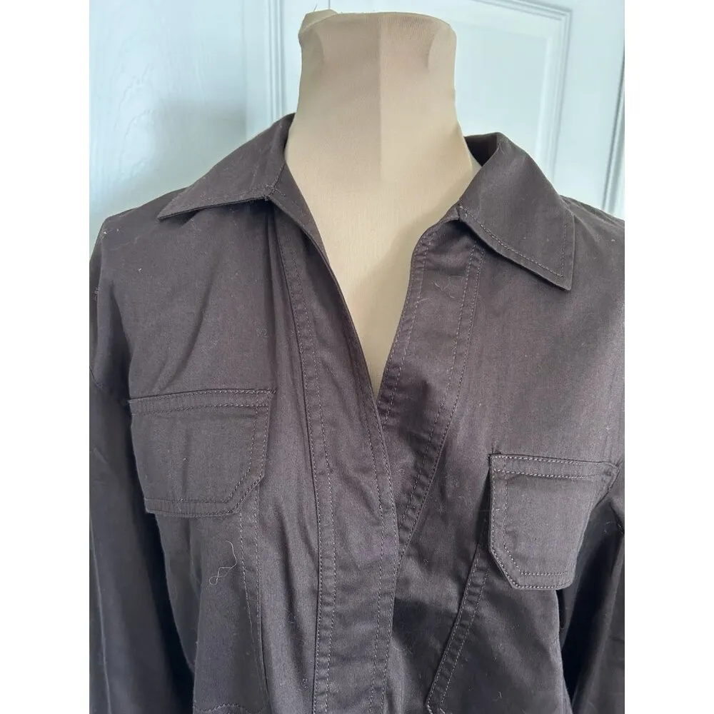 Madewell $88 Utility Stretch Slim Long Sleeve Shirt Top Dark Carob Sz S NS410 - Image 7