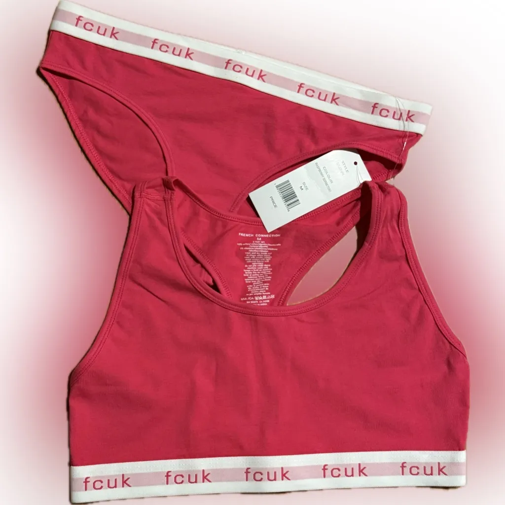 FCUK French Connection Crop Top Bralette and Bikini Brief Set - Image 3