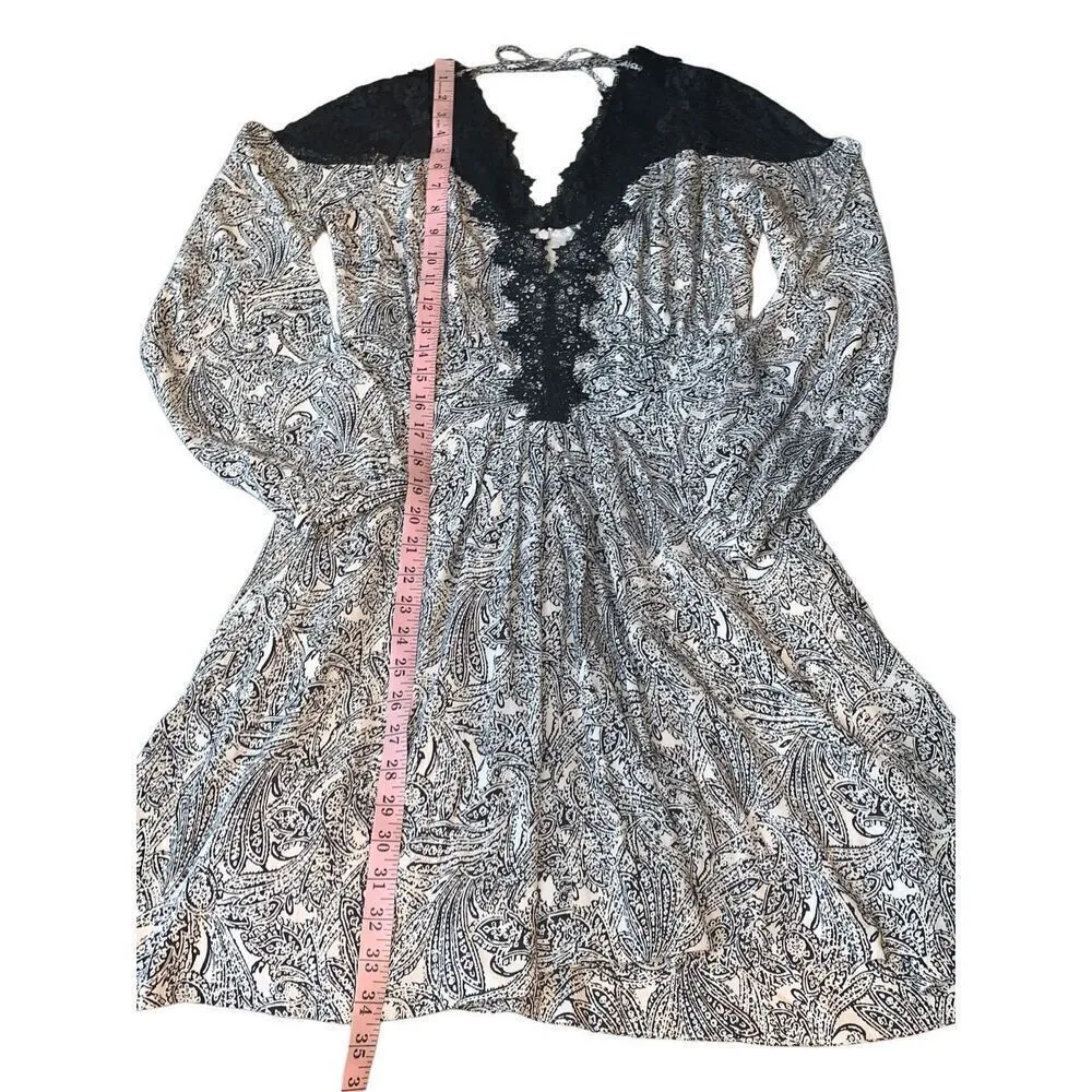 Anthropologie Black & White Lacy V-Neck Mini Dress - Image 10