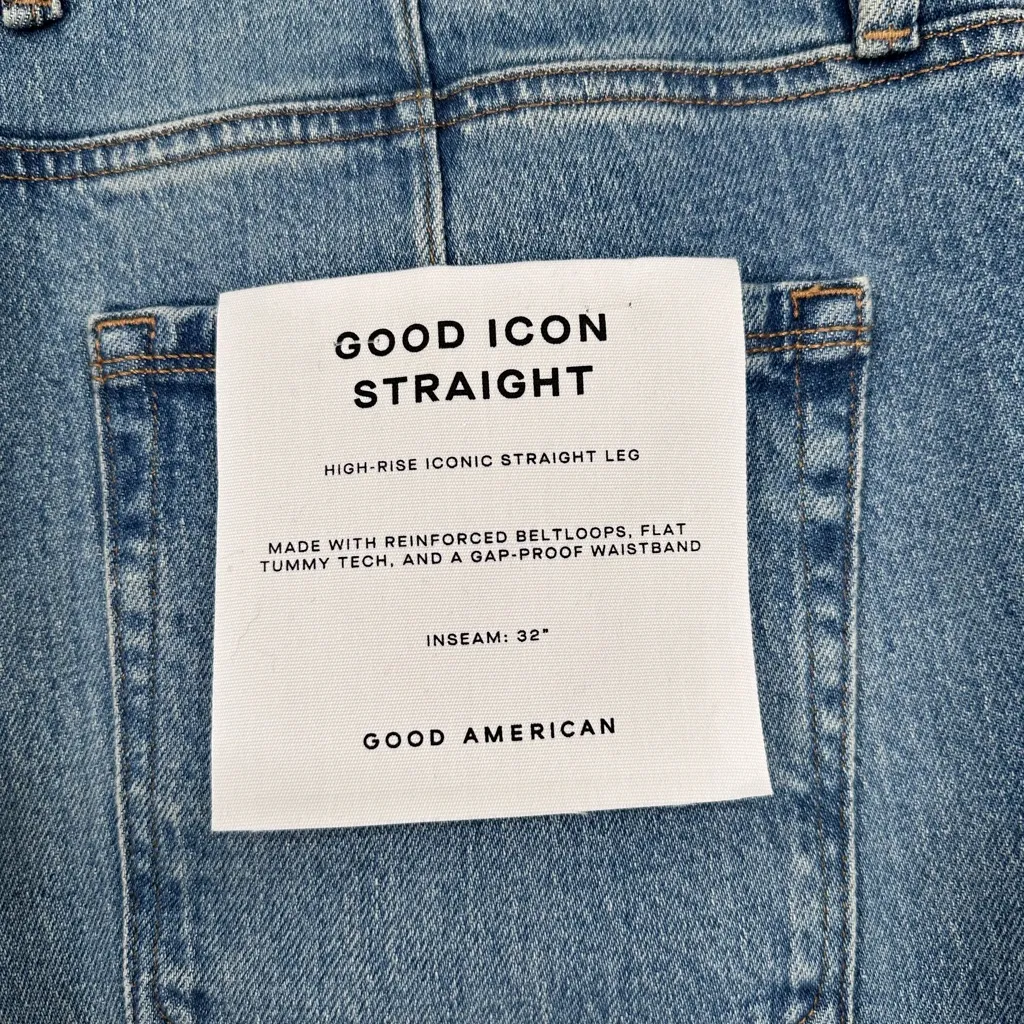 Good American Good Icon Studded Straight Jeans in Indigo895 NWT size 12/31 - Image 12