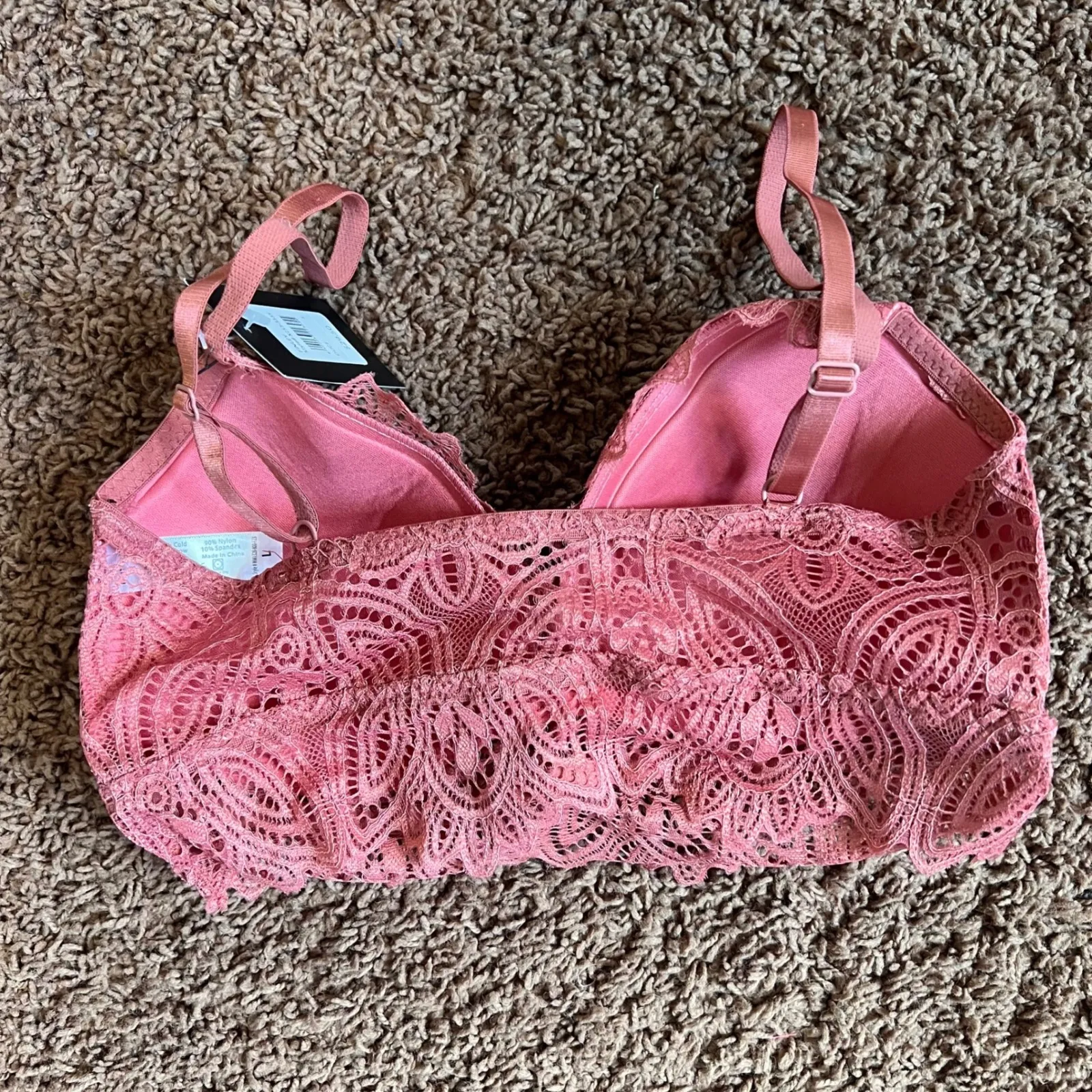 Fredericks of Hollywood Lace Bra Push Up Lingerie Sexy‎ Pink Bra Size Large - Image 6