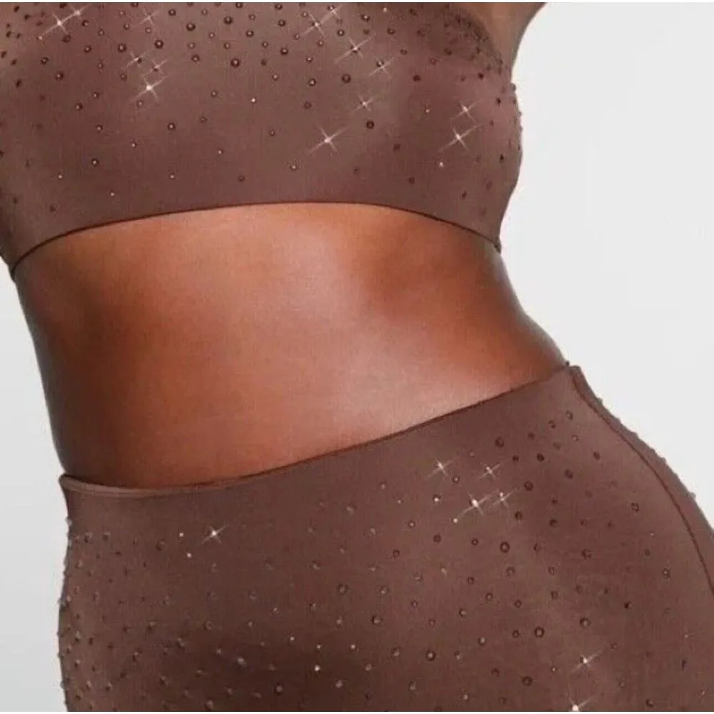 Skims x Swarovski Crystal Jelly Sheer Tube Skirt‎ In Cocoa Brown NWOT Sz S - Image 5