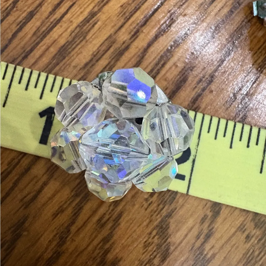 Vintage Aurora Borealis Beaded Stretch Bracelet & Clip - Image 4