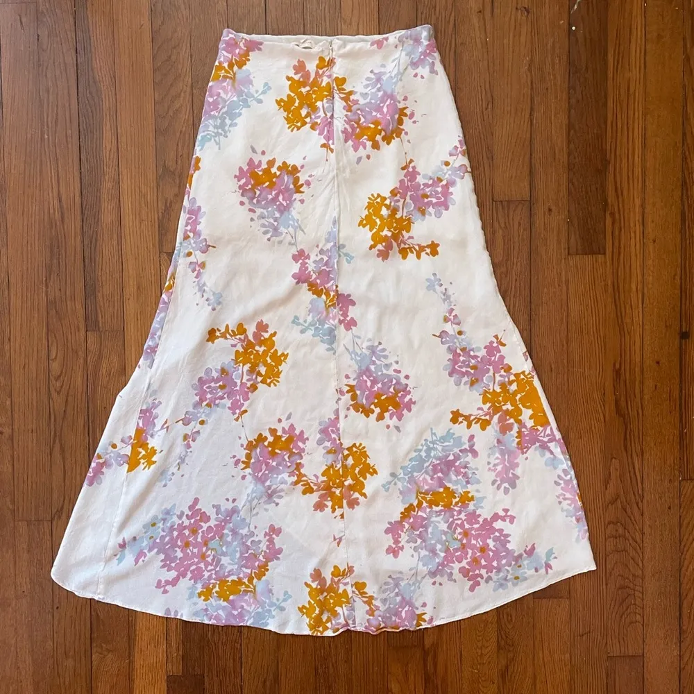 Olivaceous Maxi Floral High Slit Prairie Cottage Core Skirt - Size Medium - Image 7
