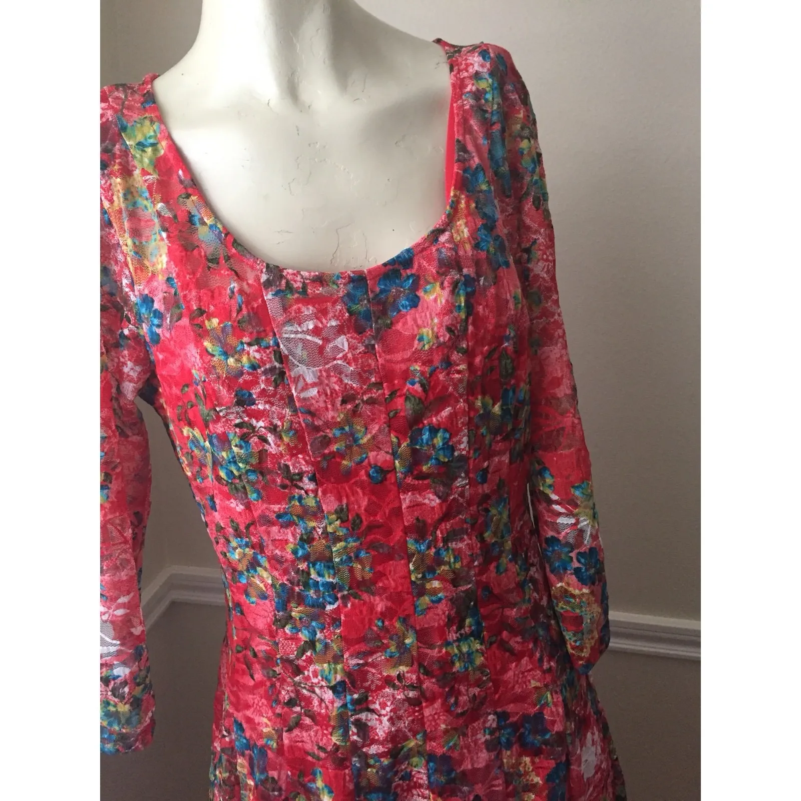 #1 Women's Sz: 8 Illusion Colorful Lace Skater Dress by Leslie Fay - Image 4