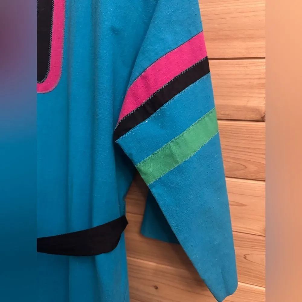 Vintage 70’s Youth Guild Size Large Unisex Colorful Colorblock Full Length Robe Blue - Image 9