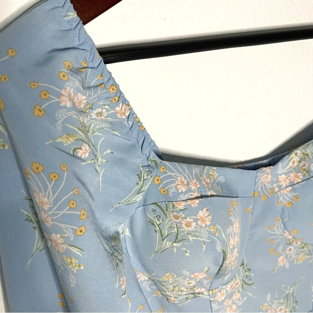 Lily Rose bustier ruffles wrapped floral blue mini dress size XS NWT - Image 7