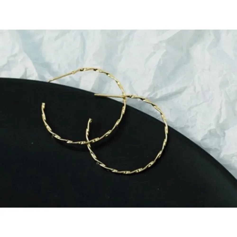 Beautiful Twist 14k Gold Plated Sterling Silver Hoop Earrings, 4.2cm‎ - Image 9