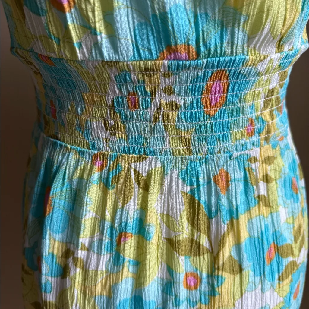 Billabong Something Pretty Floral Mini Dress in Blue/Yellow Floral - Image 7