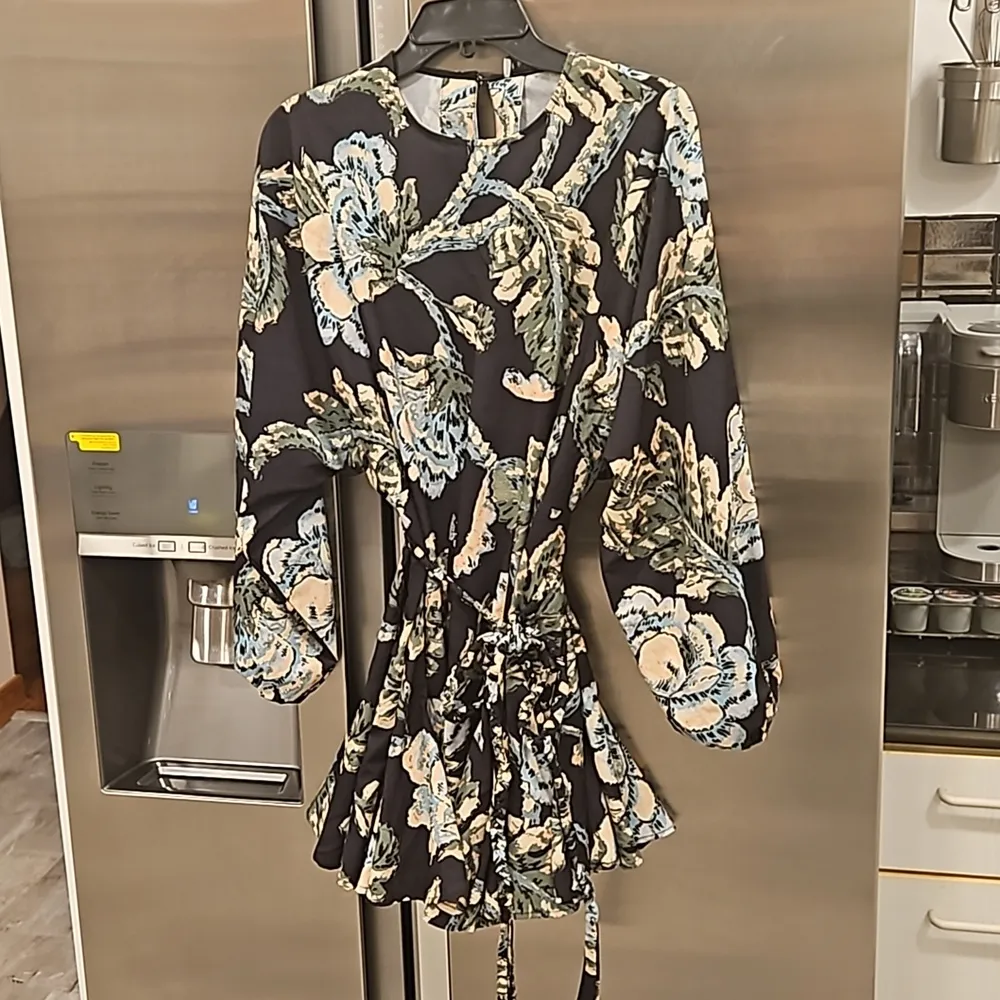 💕RHODE💕 Ella Dress ~ Camellia Vine Black Palm Leaf Botanical Print Small NWOT - Image 12