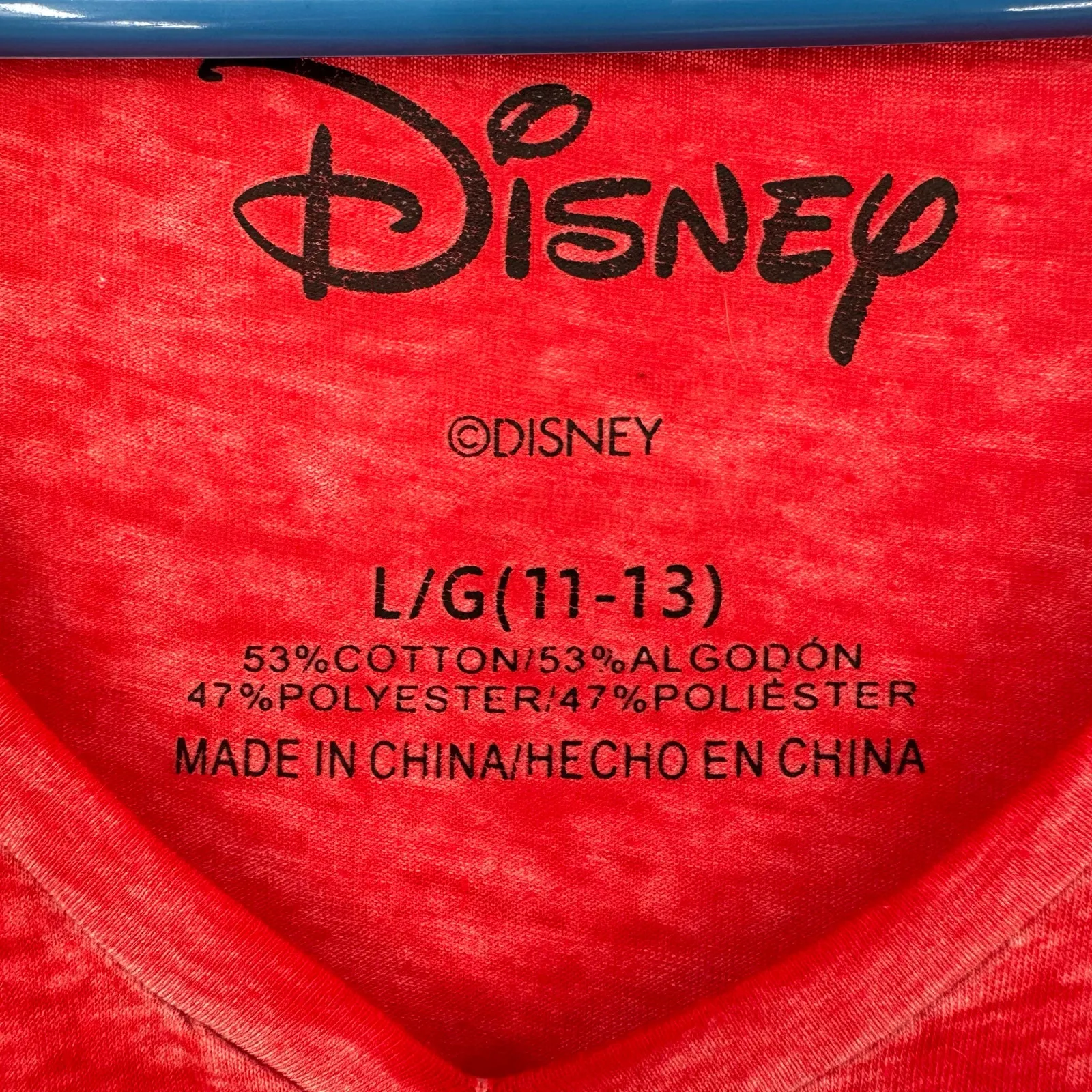 Disney Size Large Short Sleeve T-Shirt Top‎ Shirt Red White Stripes Mickey Print - Image 4