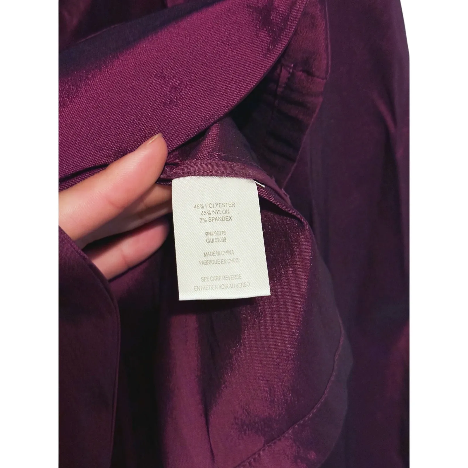 Samuel Dong Burgundy Satin Skirt Suit Set M Romantic Power Vintage Executive Red Size M - Image 7