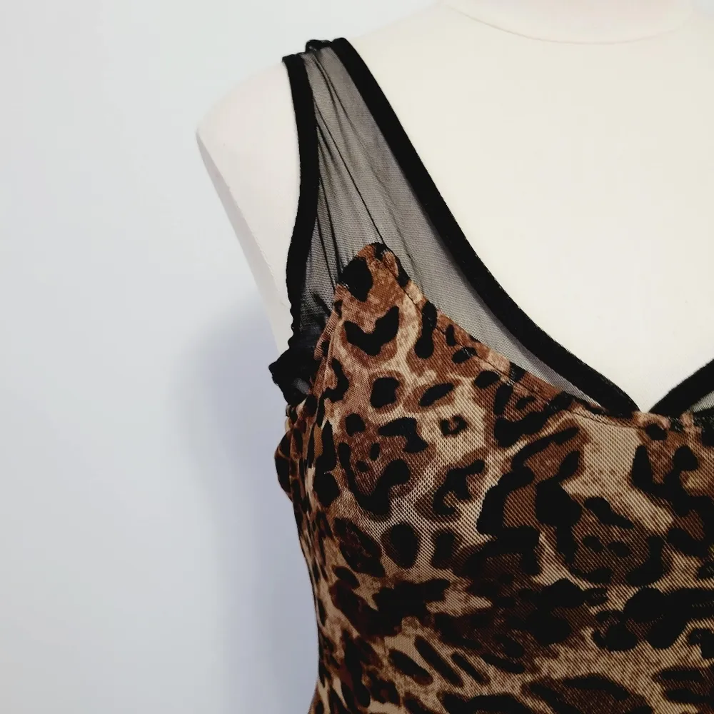 Zumiez Almost Famous leopard print mesh bodycon dress size small - Image 2
