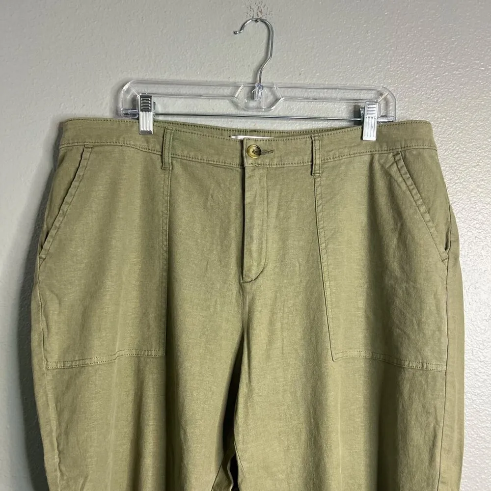 Lila Ryan Stretch Linen Pants Women's 18W Green Martina Straight Capri Ankle NWT - Image 5
