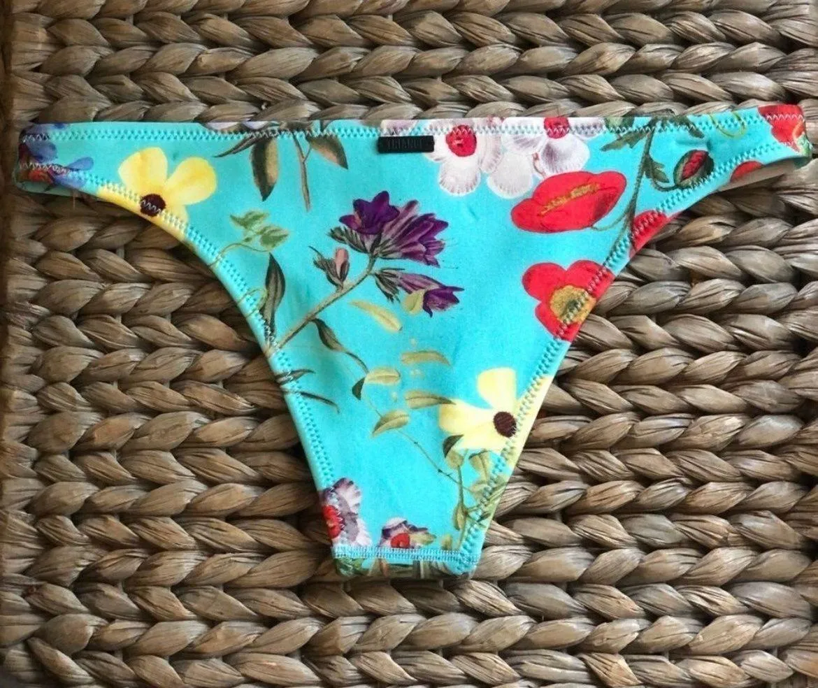 Blue Floral Cheeky Bikini Bottom - Image 3