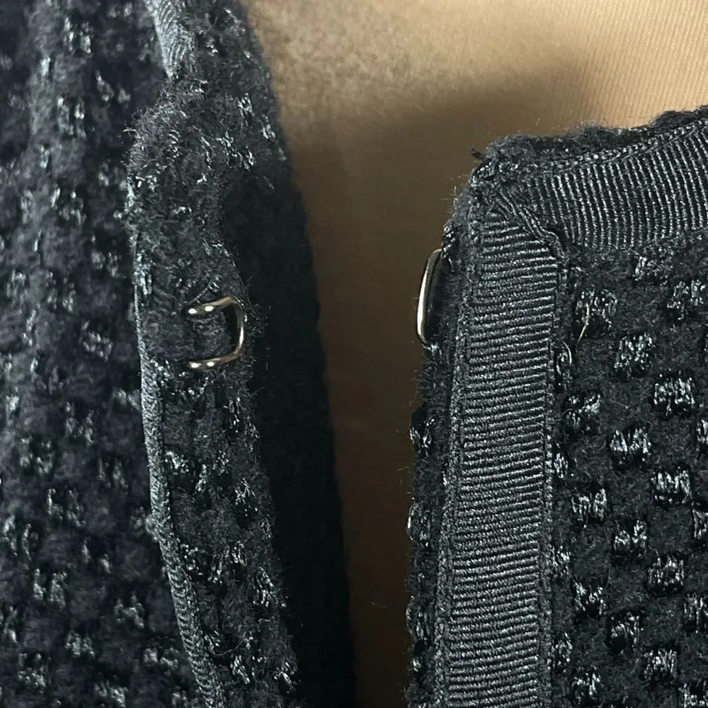 Mossimo Tweed Jacket Cropped Black Dot 3/4 Sleeve Hood Eye Closure Size M Medium - Image 6