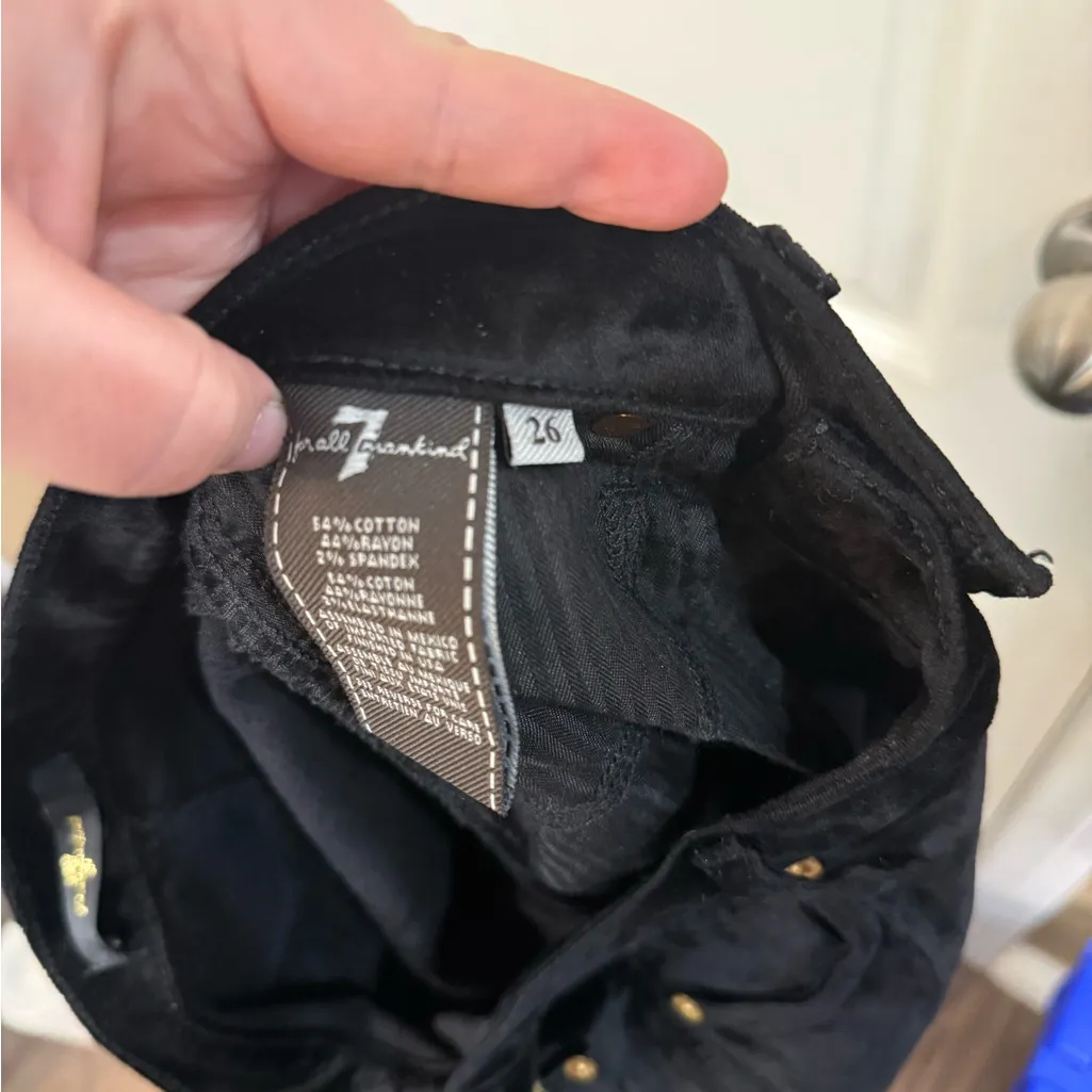 7 For All Mankind Black Velvet Skinny Pants - Image 4