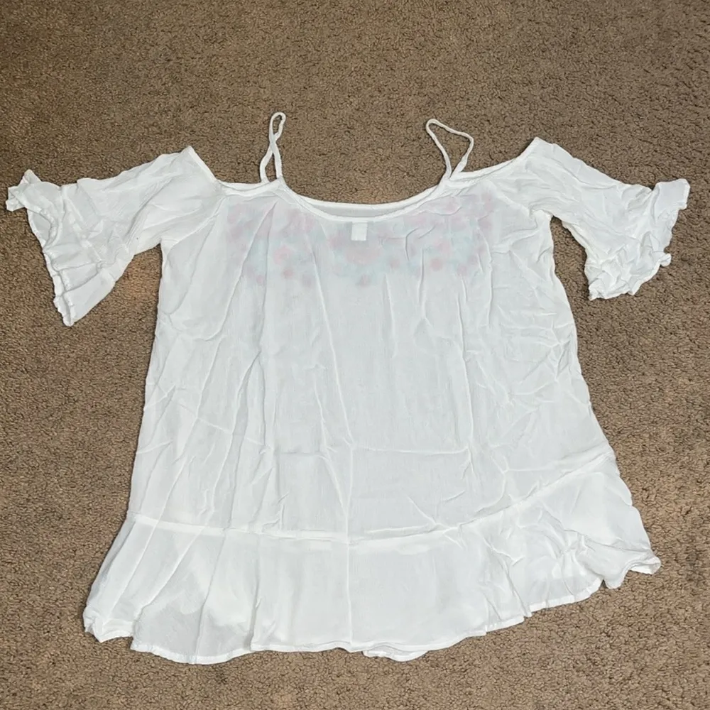 Torrid‎ Embroidered Floral Cold Shoulder Swim Coverup Tunic Ivory Large / 12 / 0 - Image 7