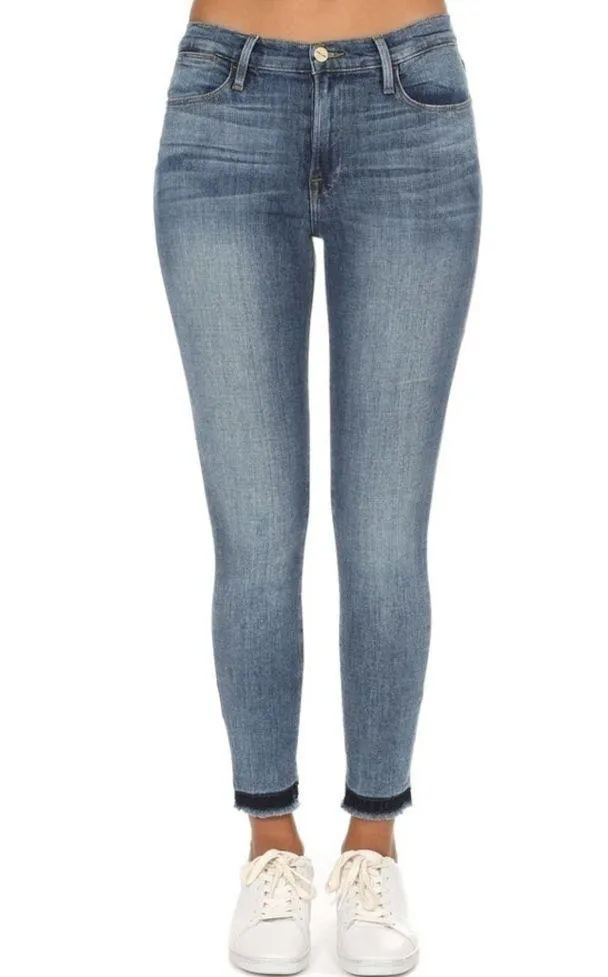 Frame Denim Le High Skinny Jeans in Langstone Acid Sandblasted Wash Blue | 26 - Image 3
