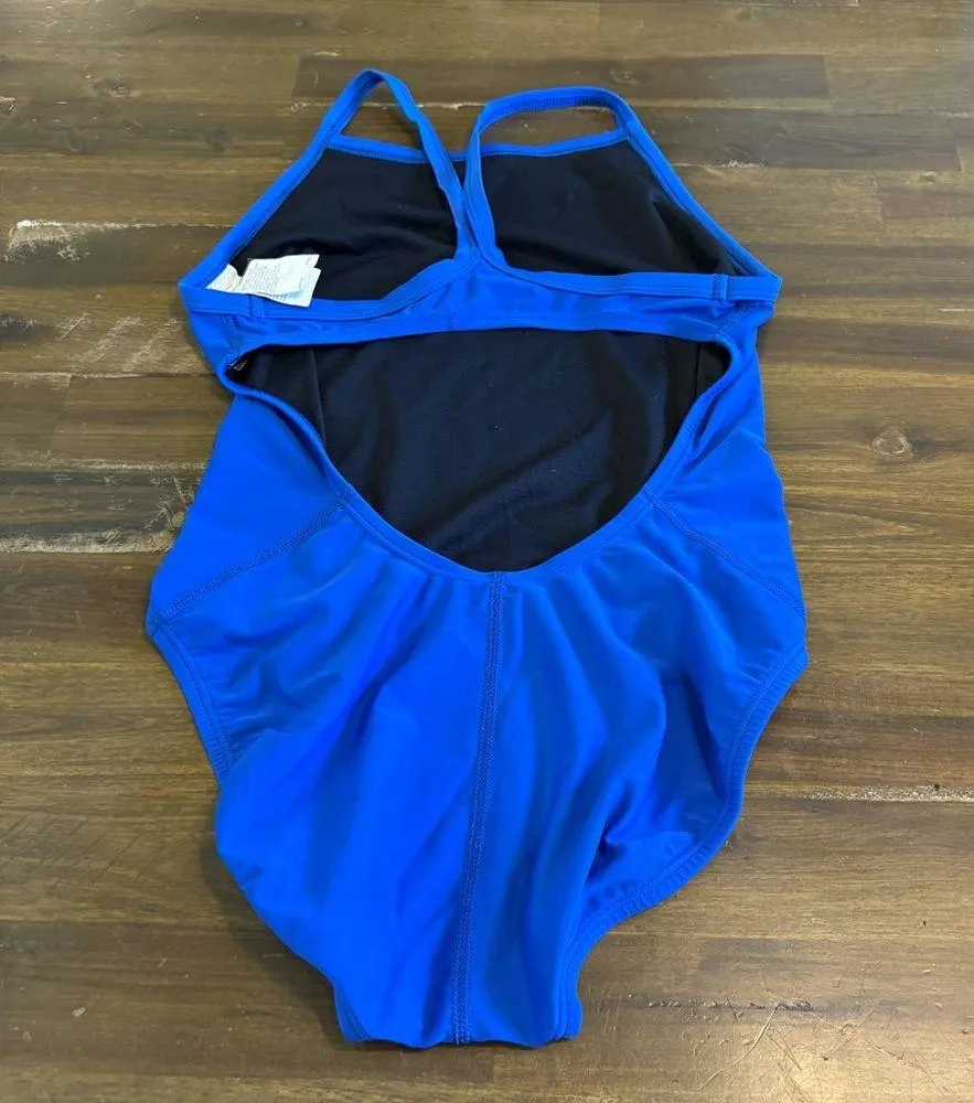Nike One Piece Swimsuit Bikini Swim Royal Blue Open Back Womens 6 - Image 4