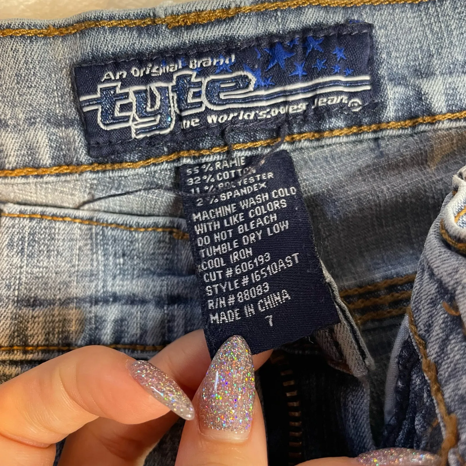 TYTE Lightwash Blue Straight Leg Lowrise Jeans Vintage Y2K 7 Juniors Size 8 - Image 2