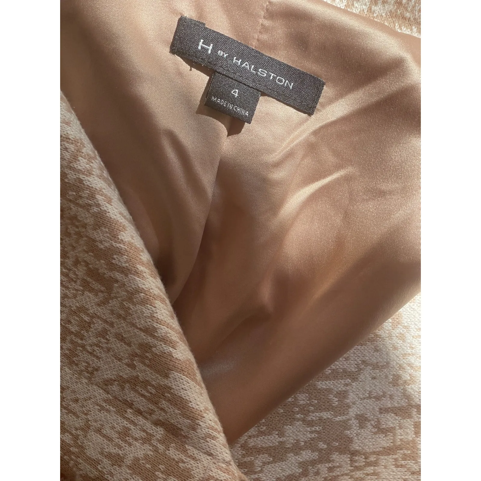 H by Halston‎ Moto Jacket Women Size 4 Beige Knit Faux Suede Zipper Asymmetrical - Image 5