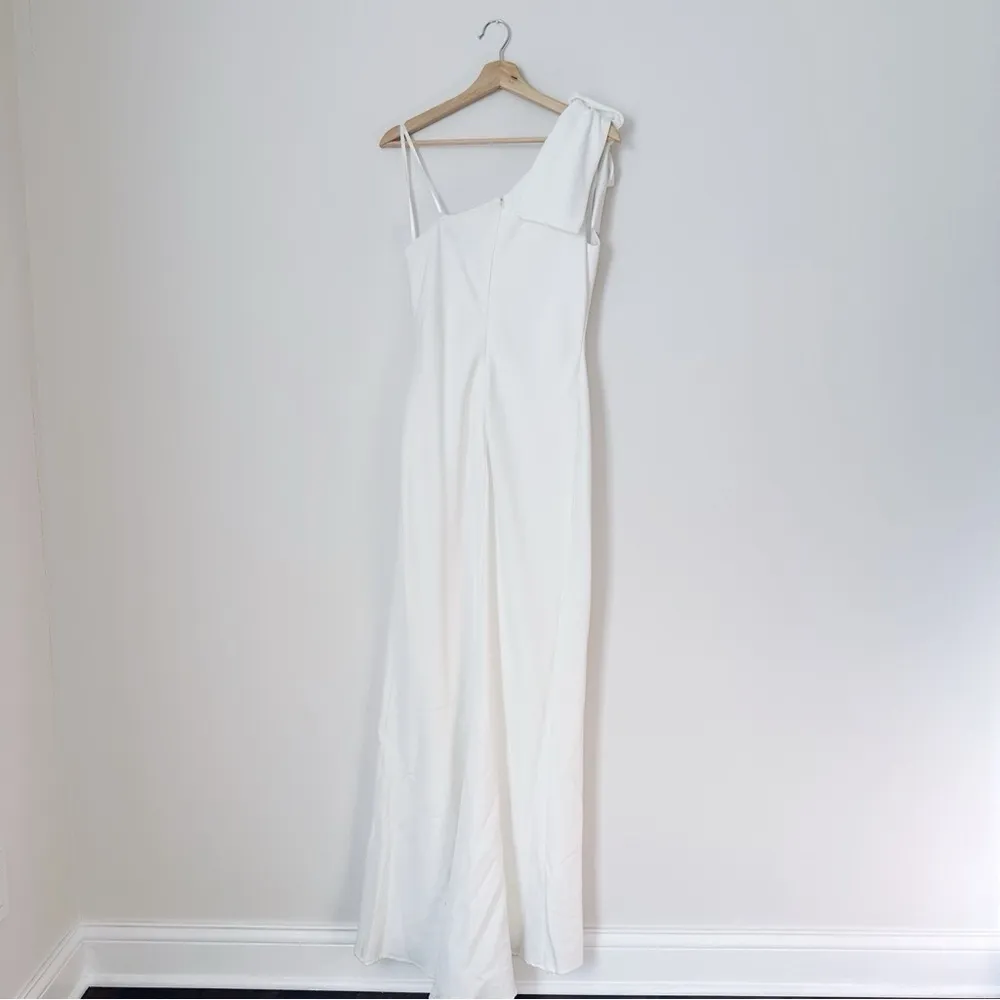 NEW Mac Duggal leena Women’s Bow-Shoulder Jersey Sheath Gown White Size 6 - Image 6