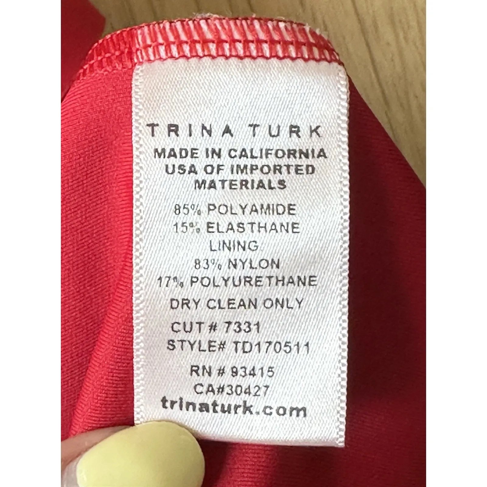 Trina Turk Red Knee Length Dress Size 10 With Slid 3/4 Sleeves 2133 - Image 8