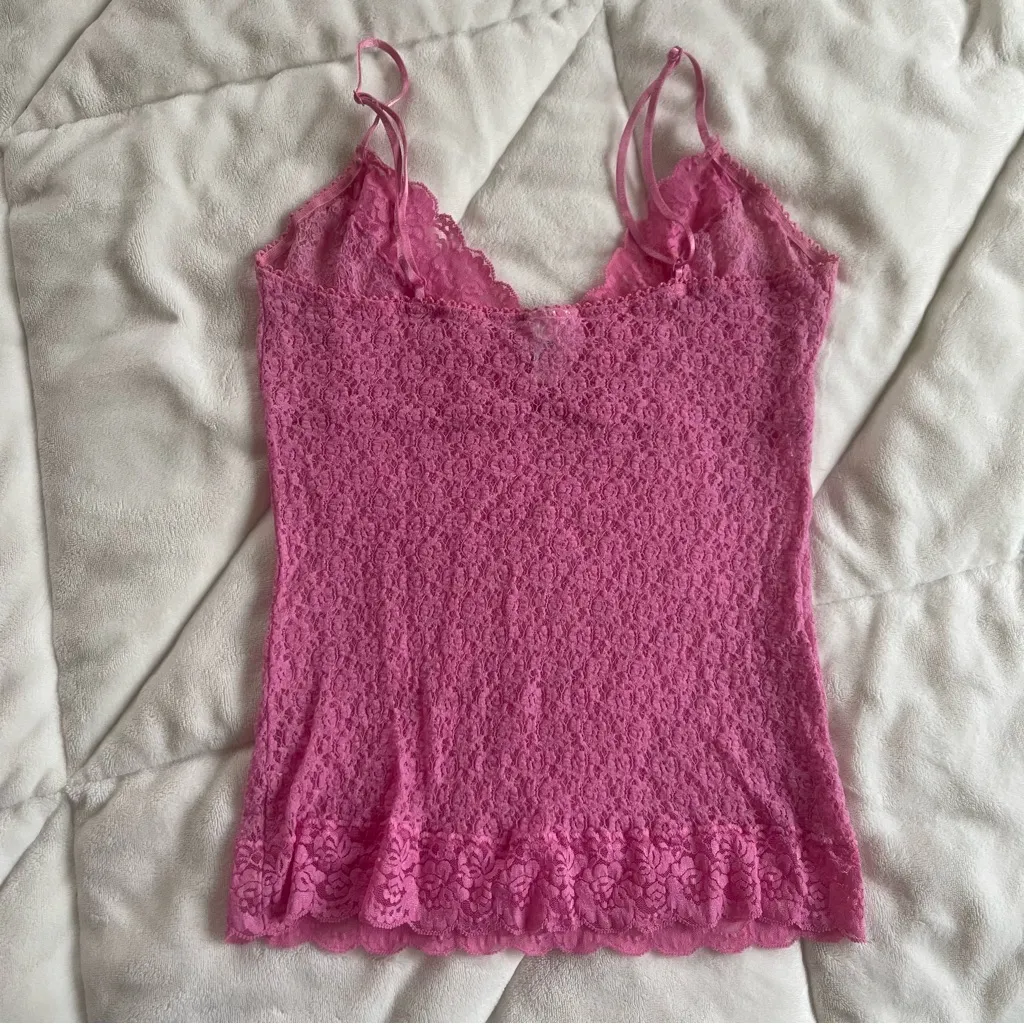 Fredrick’s of Hollywood Size Medium Elegant Pink Lace Babydoll Camisole Top Y2K - Image 9