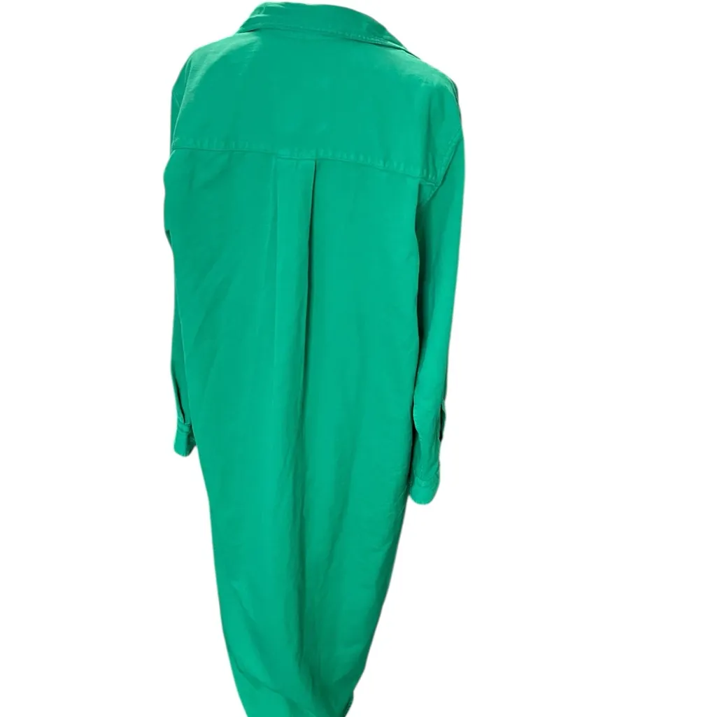 Frank & Eileen Rory Button-Up Shirt Dress – Emerald Green Size L Woven in Italy - Image 7